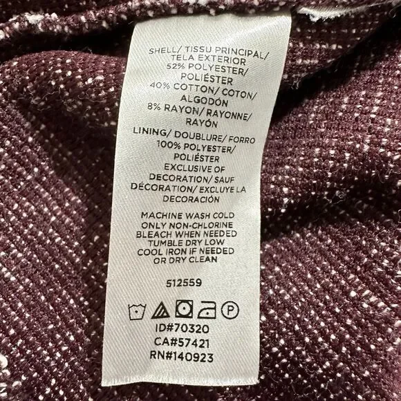 Ann Taylor LOFT Women's 4 Burgundy Short Sleeve Fringe Short Sleeve Sheath Dress - Picture 4 of 12